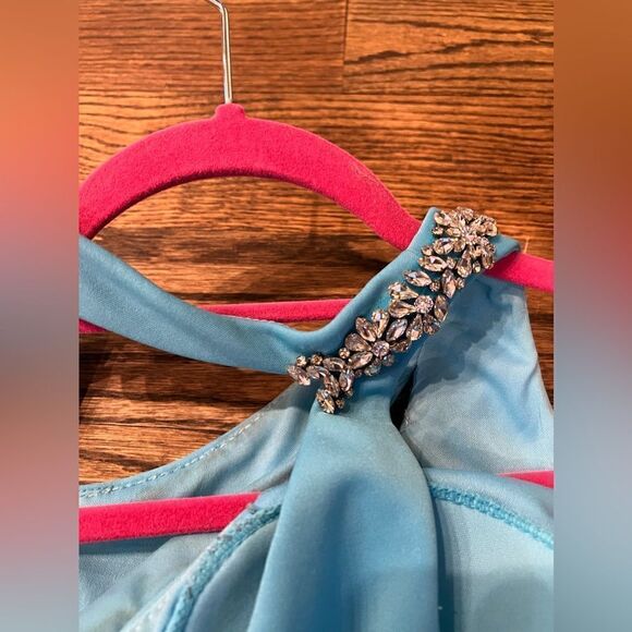 JOVANI 07173 One Shoulder High Slit Keyhole Prom Dress TURQUOISE - Picture 11 of 14